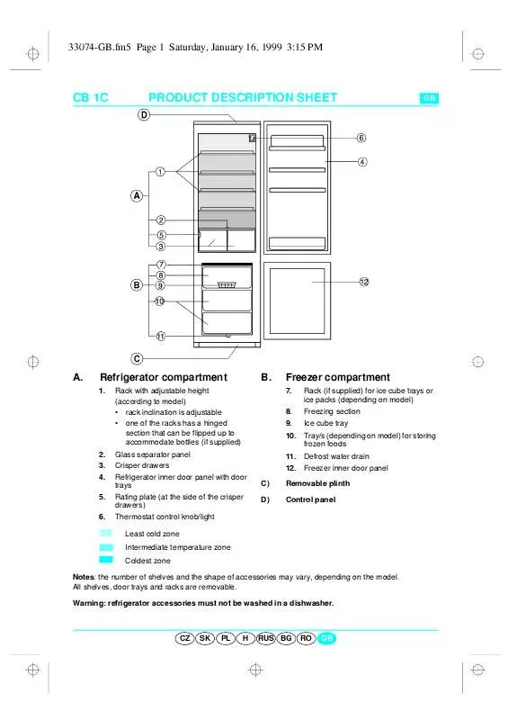 Mode d'emploi WHIRLPOOL ART 809/G