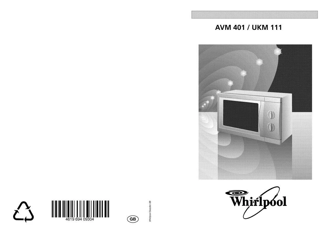 Mode d'emploi WHIRLPOOL AVM 401/1/BL