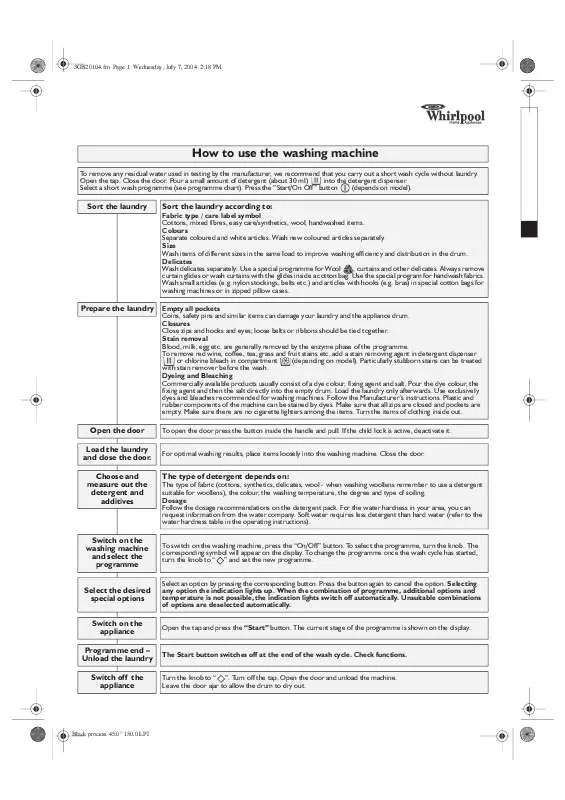 Mode d'emploi WHIRLPOOL AWG 880