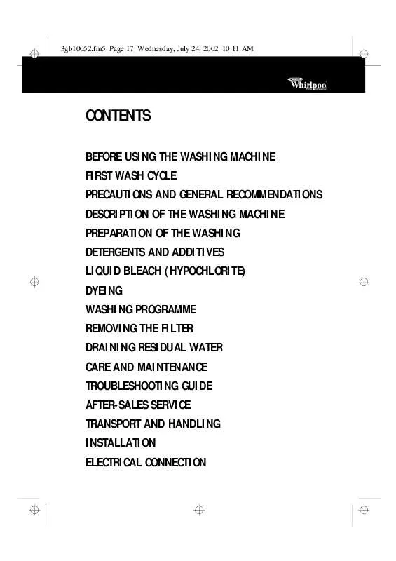 Mode d'emploi WHIRLPOOL AWM 3100