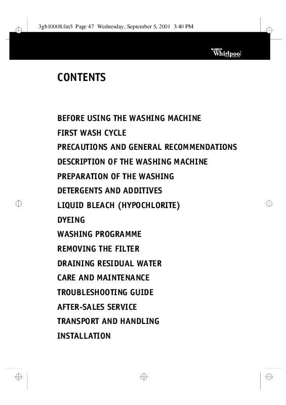 Mode d'emploi WHIRLPOOL AWM 4050/2