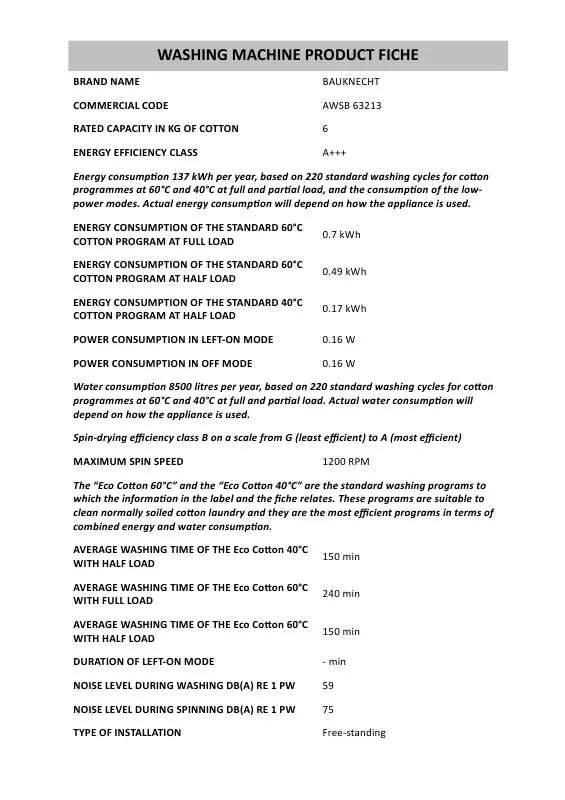 Mode d'emploi WHIRLPOOL AWSB 63213