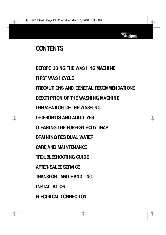 Mode d'emploi WHIRLPOOL AWT 4093/1