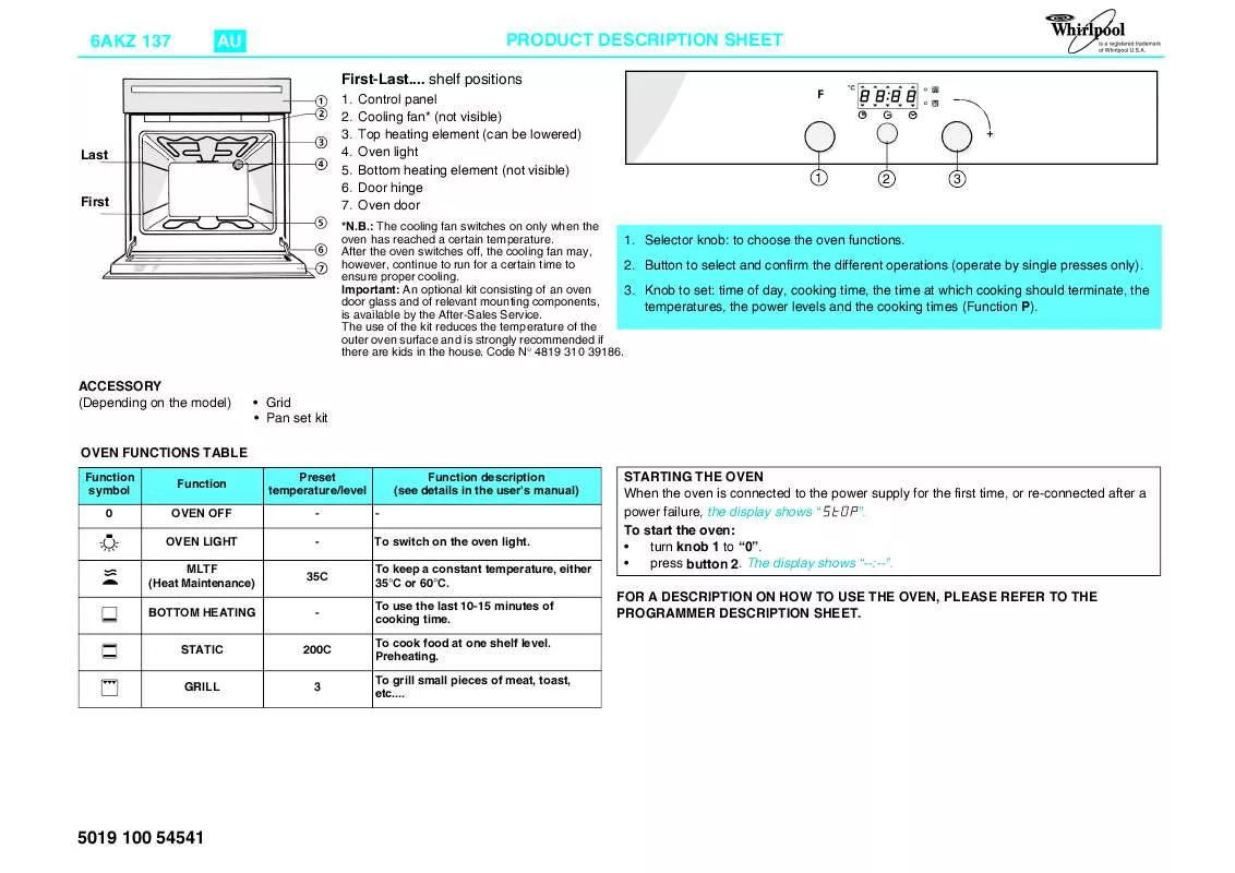 Mode d'emploi WHIRLPOOL BMZ 4006 AL