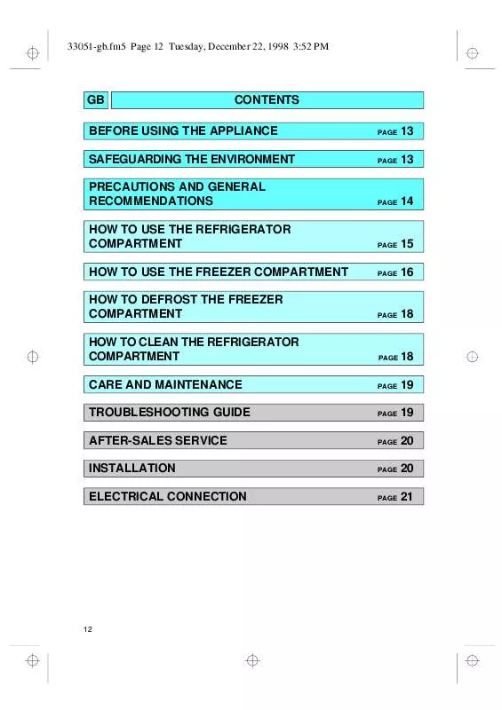 Mode d'emploi WHIRLPOOL CFF 933/01