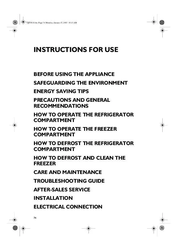 Mode d'emploi WHIRLPOOL CZP 250 B