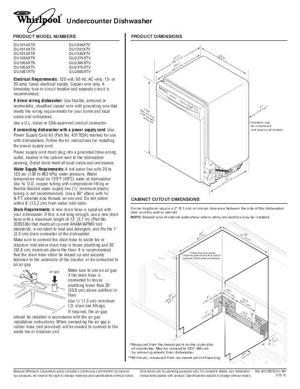 Mode d'emploi WHIRLPOOL DU1010XTX