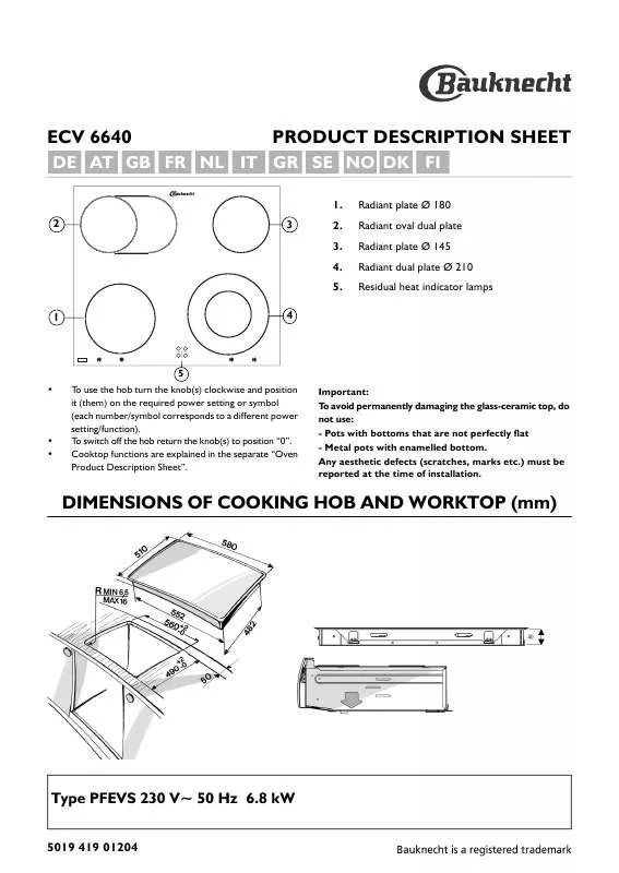 Mode d'emploi WHIRLPOOL ECV 6640 IN