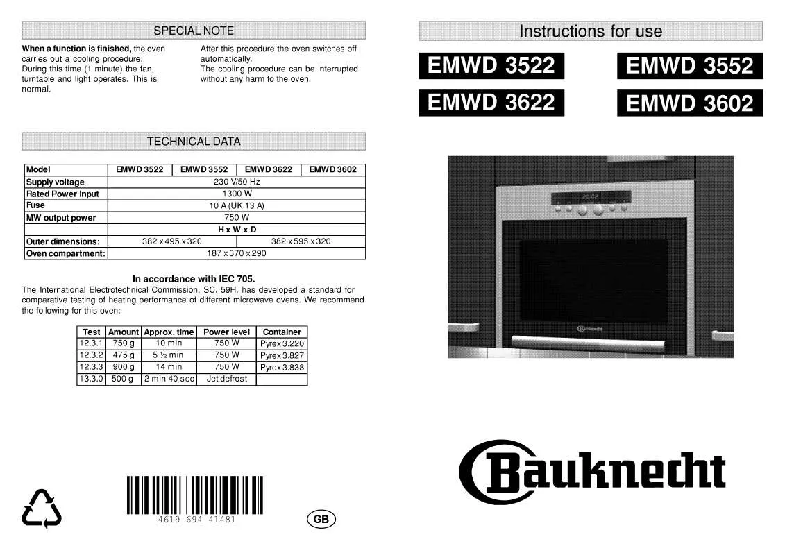 Mode d'emploi WHIRLPOOL EMWD 3522