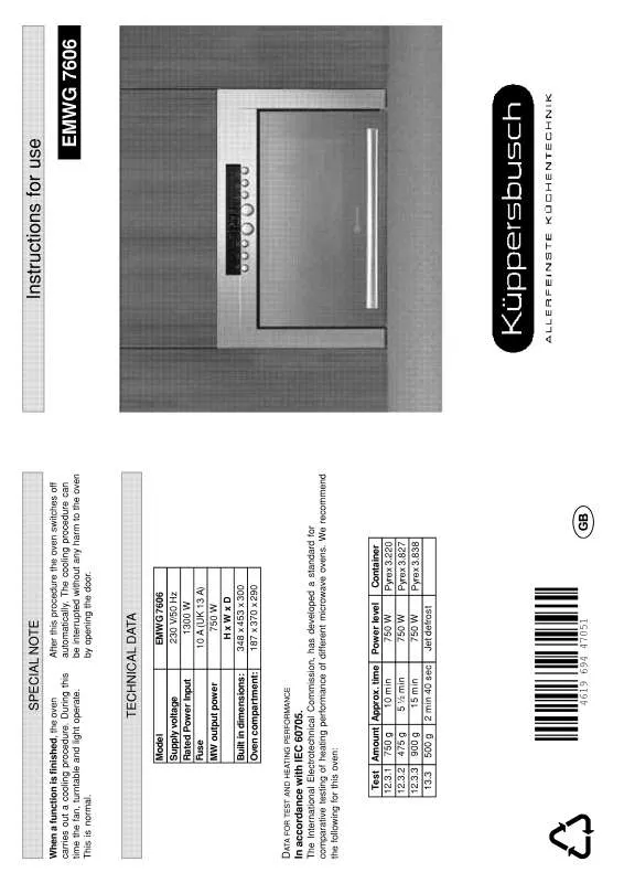 Mode d'emploi WHIRLPOOL EMWG7606.0M