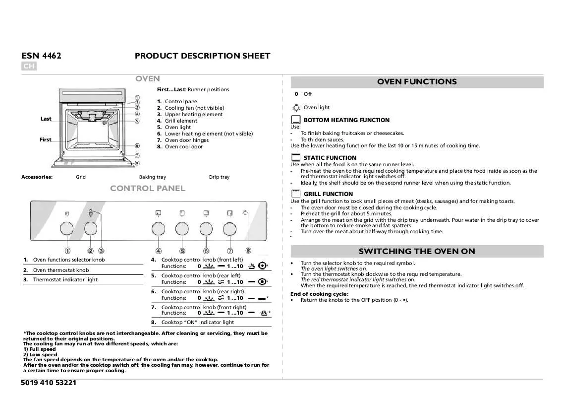 Mode d'emploi WHIRLPOOL ESN 4462 SW