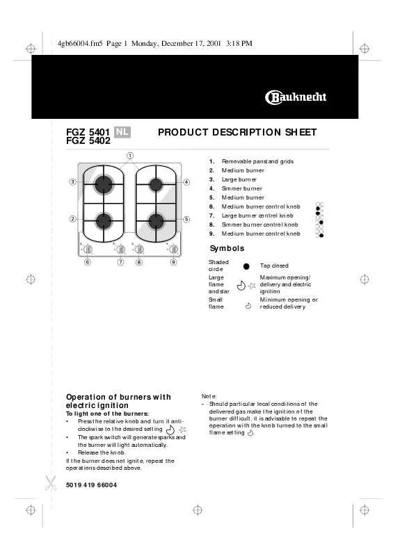 Mode d'emploi WHIRLPOOL FGZ 5402 AR