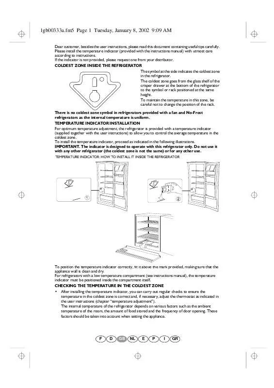 Mode d'emploi WHIRLPOOL FID-21/F