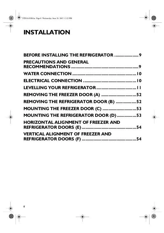 Mode d'emploi WHIRLPOOL FRAA36AF20/2