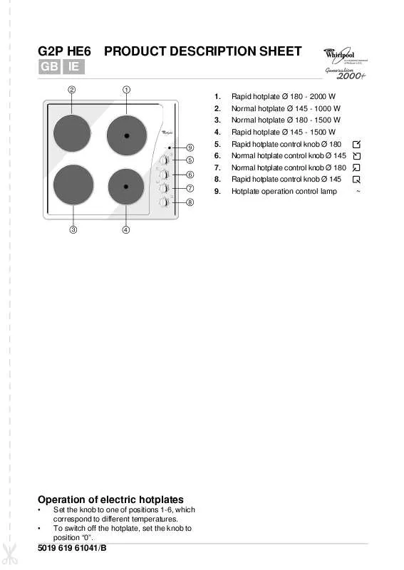 Mode d'emploi WHIRLPOOL G2P HE6/BR