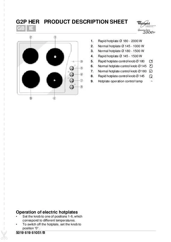 Mode d'emploi WHIRLPOOL G2P HER/GR