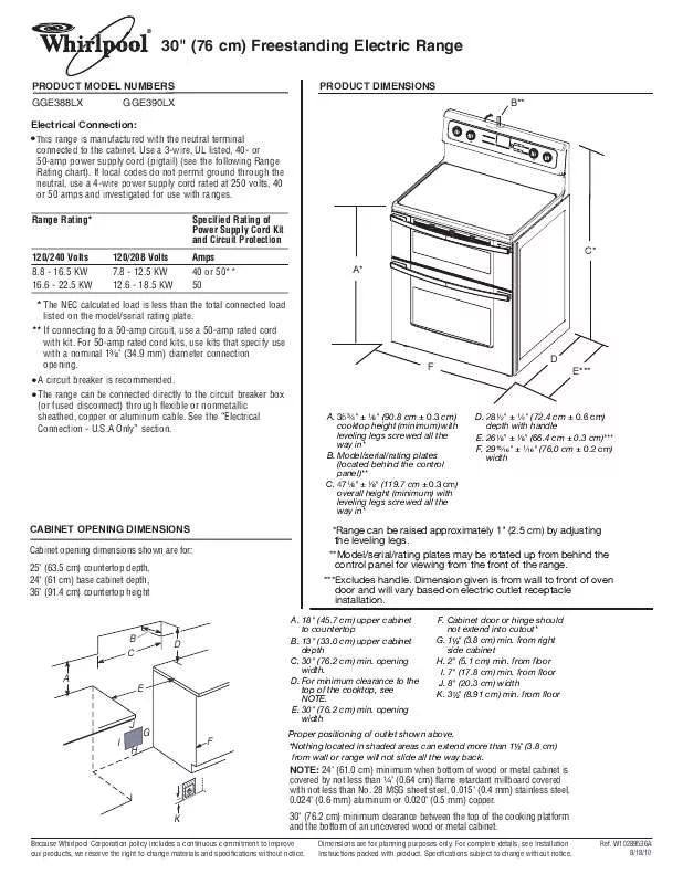 Mode d'emploi WHIRLPOOL GGE388LX