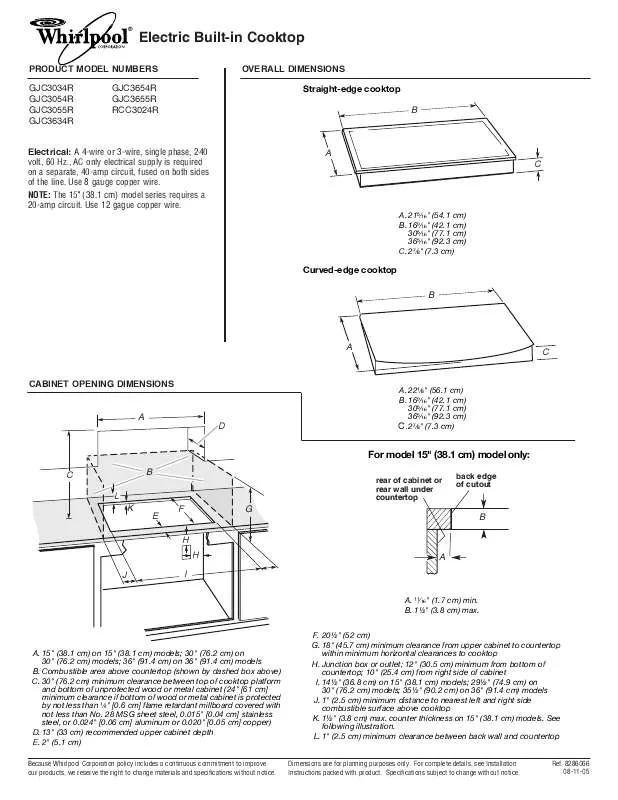 Mode d'emploi WHIRLPOOL GJC3054R