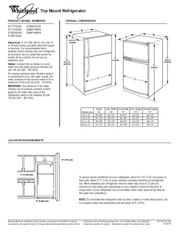 Mode d'emploi WHIRLPOOL GR9FHMXV