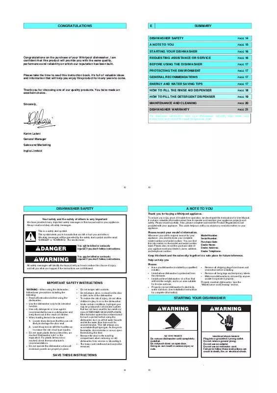 Mode d'emploi WHIRLPOOL GU120ESJQ