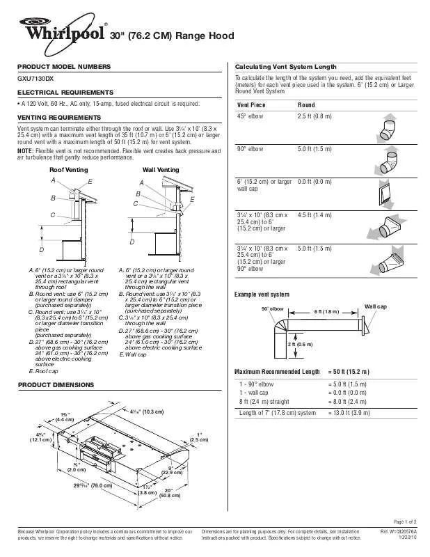 Mode d'emploi WHIRLPOOL GXU7130DX