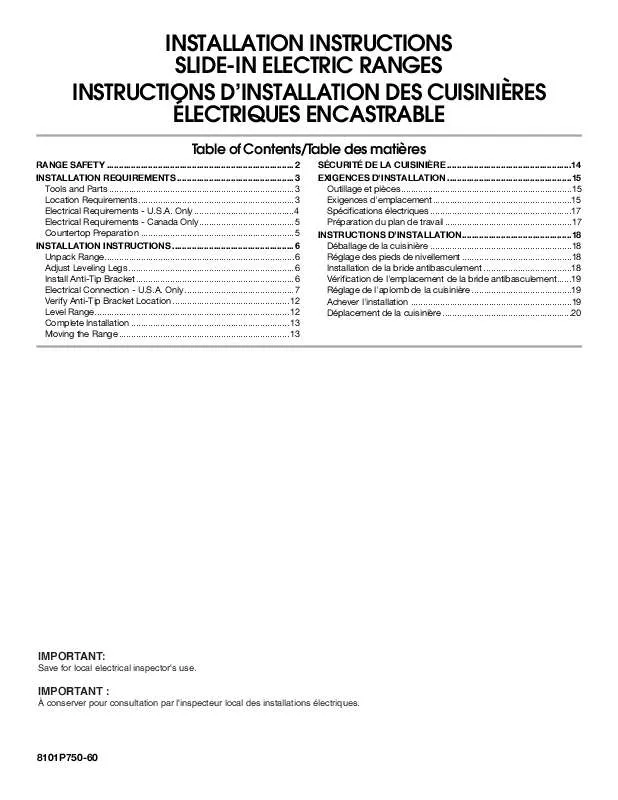 Mode d'emploi WHIRLPOOL GY397LXU