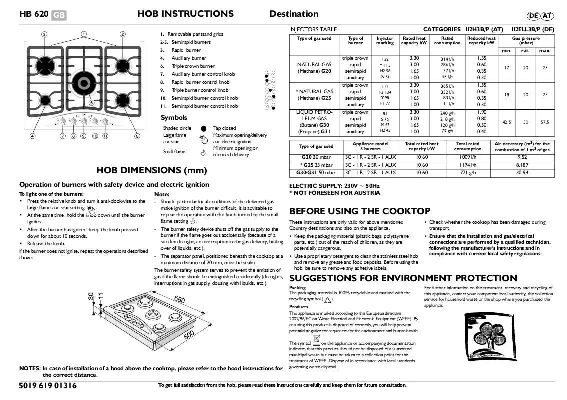 Mode d'emploi WHIRLPOOL HB 620 AN