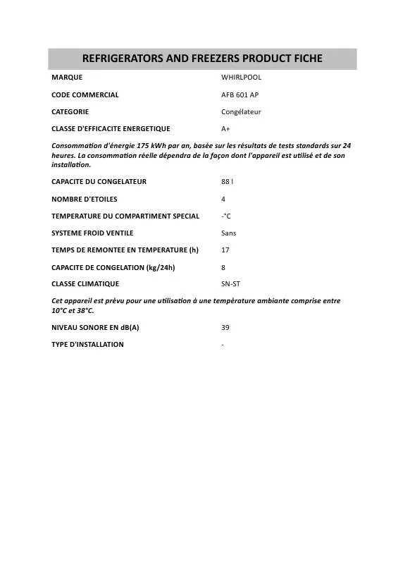 Mode d'emploi WHIRLPOOL KDU 1476-1