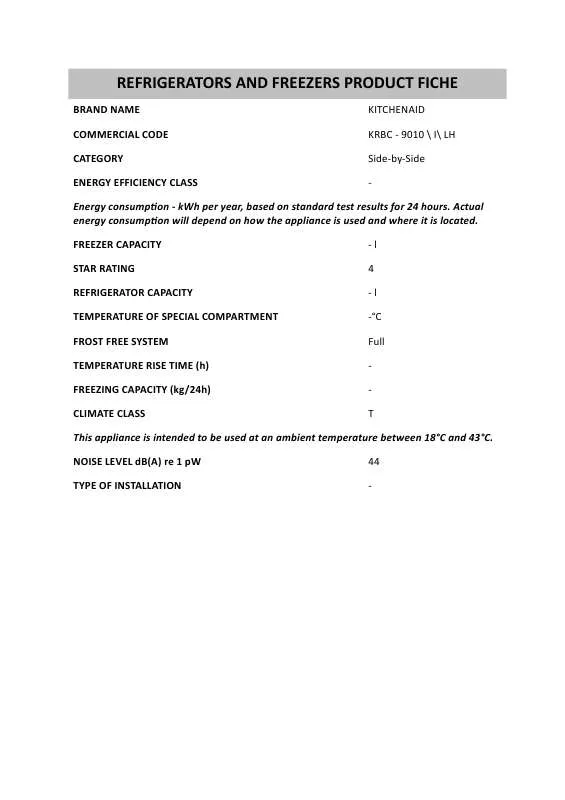 Mode d'emploi WHIRLPOOL KRBC - 9010 I LH