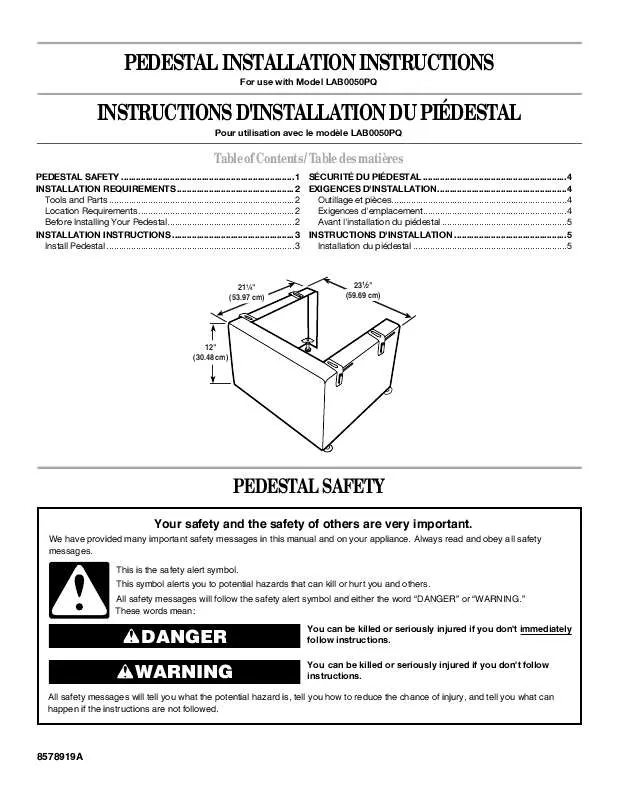 Mode d'emploi WHIRLPOOL LAB0050P