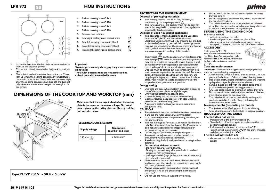 Mode d'emploi WHIRLPOOL LPR 972