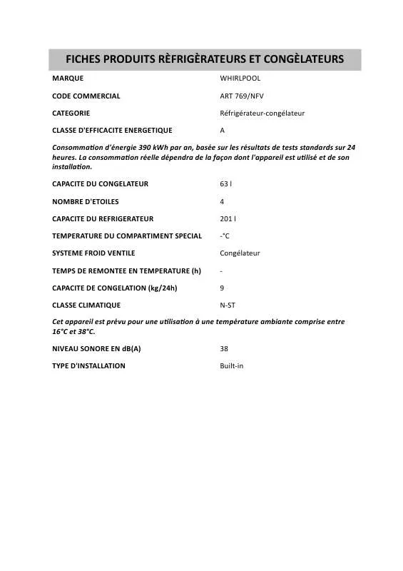 Mode d'emploi WHIRLPOOL MFC1210TAW