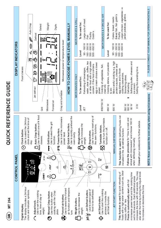 Mode d'emploi WHIRLPOOL MT 264/WH