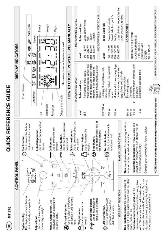 Mode d'emploi WHIRLPOOL MT 275/BL