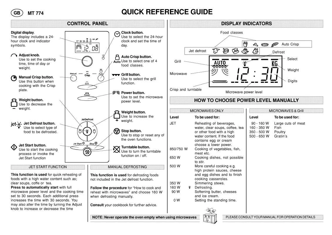 Mode d'emploi WHIRLPOOL MT 774 WH