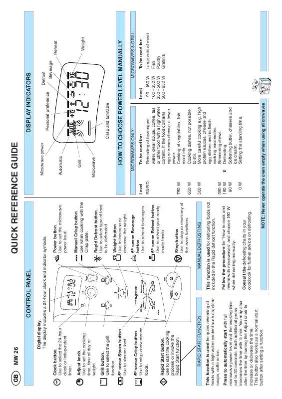 Mode d'emploi WHIRLPOOL MW 26