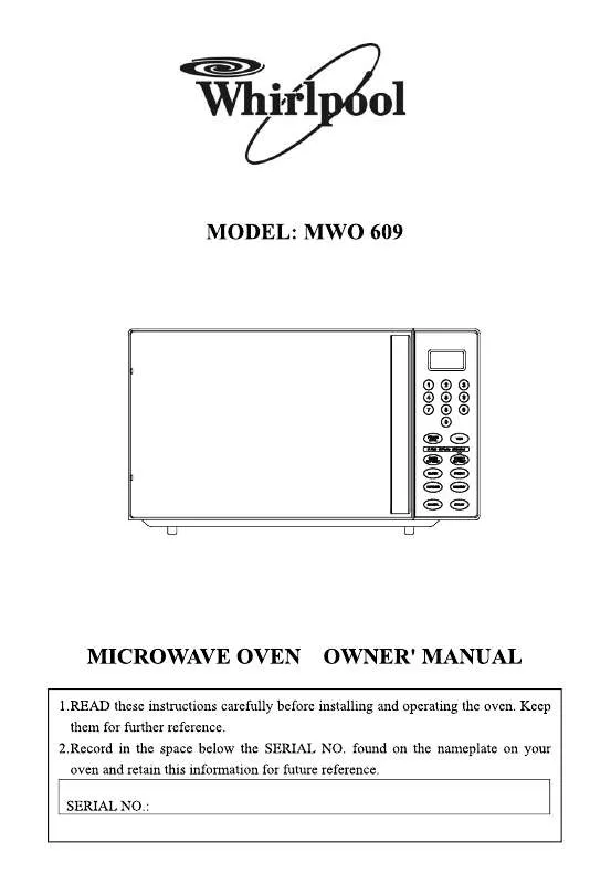 Mode d'emploi WHIRLPOOL MWO 609/WH