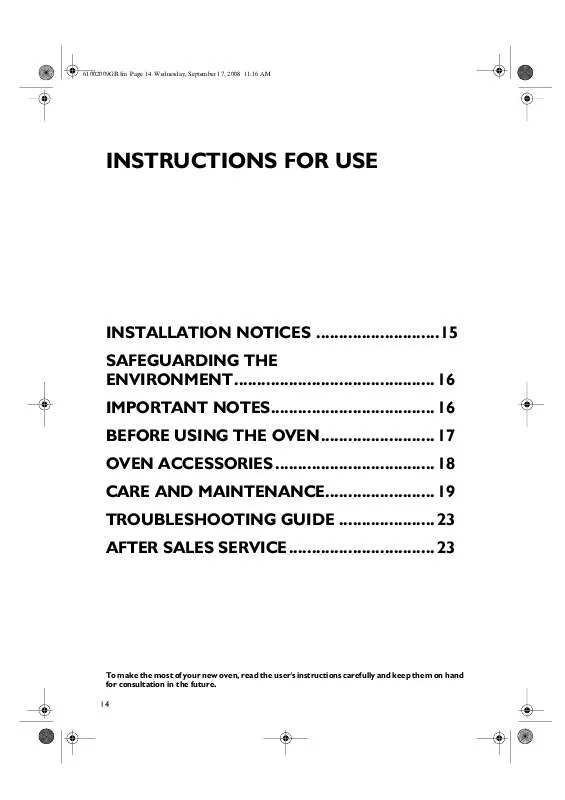 Mode d'emploi WHIRLPOOL OVN 608 S