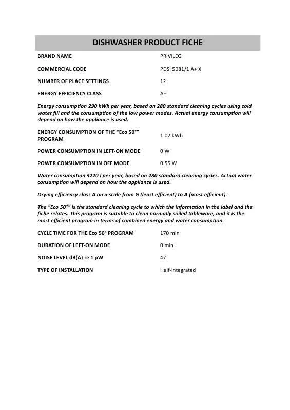 Mode d'emploi WHIRLPOOL PDSI 5081/1 A X