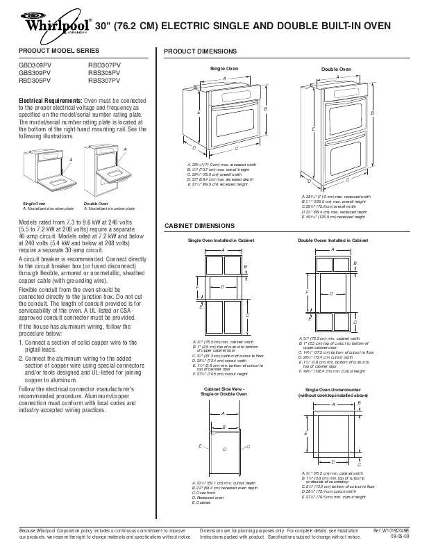 Mode d'emploi WHIRLPOOL RBS307PV