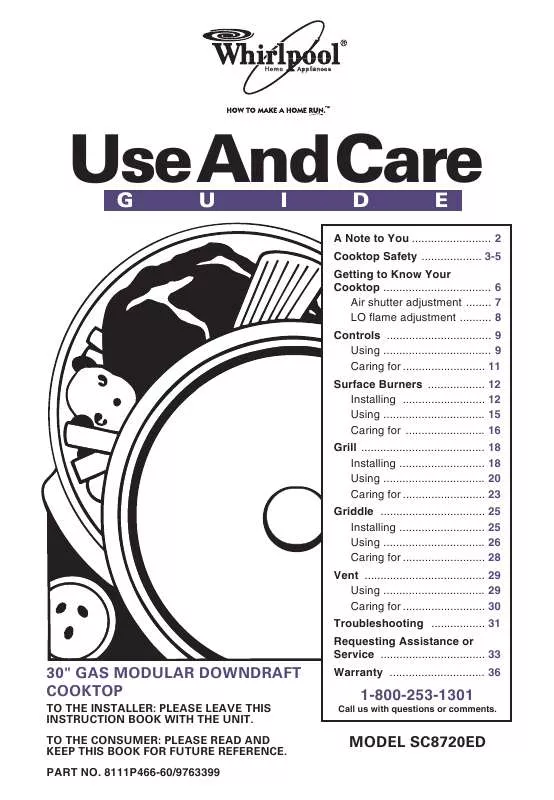 Mode d'emploi WHIRLPOOL SC8720ED