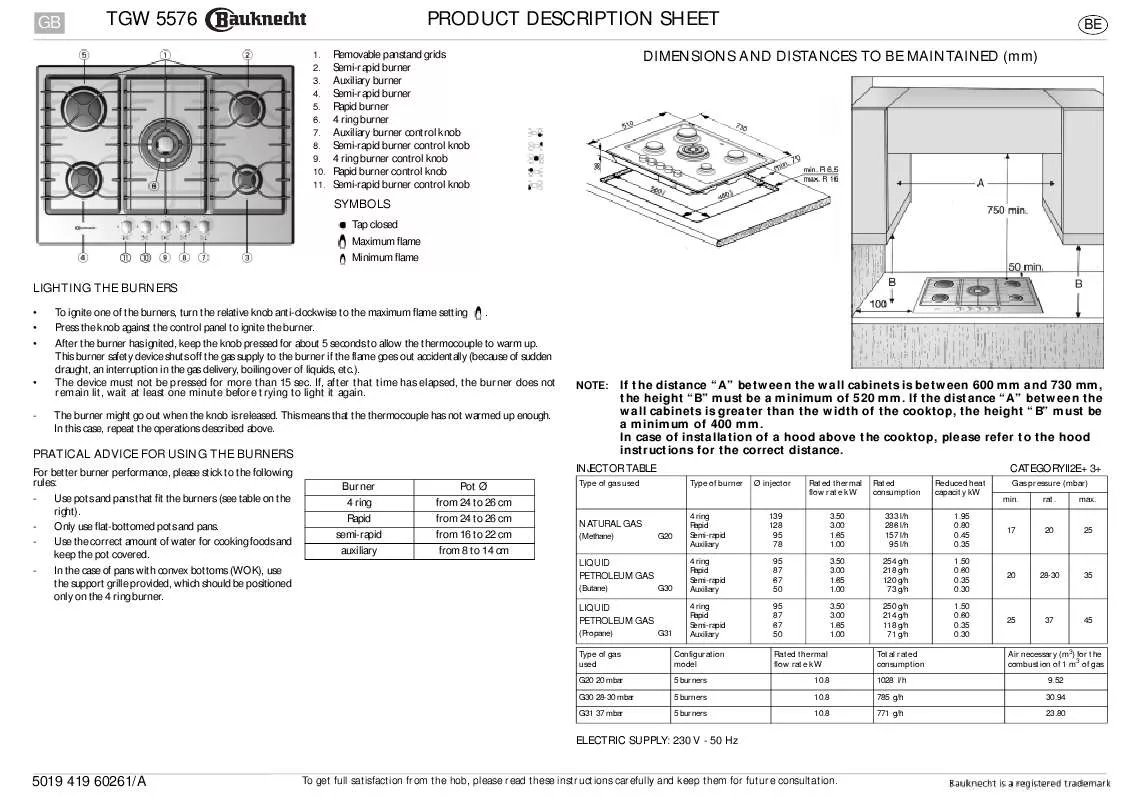 Mode d'emploi WHIRLPOOL TGW 5576 IXL