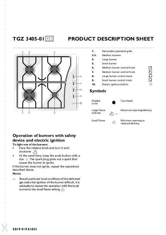 Mode d'emploi WHIRLPOOL TGZ 3405-1 IN