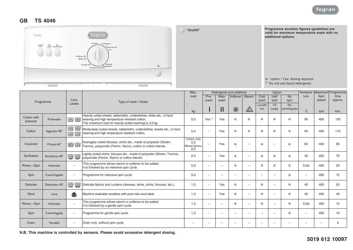 Mode d'emploi WHIRLPOOL TS 4046