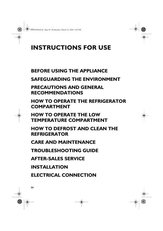 Mode d'emploi WHIRLPOOL TW 154