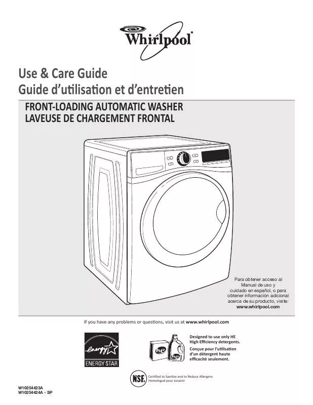 Mode d'emploi WHIRLPOOL WFW95HEXL