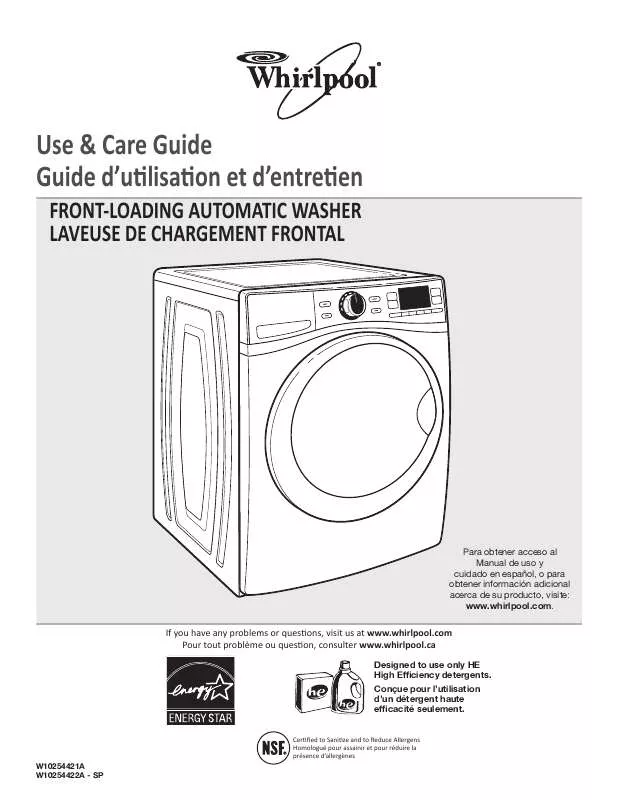 Mode d'emploi WHIRLPOOL WFW97HEXL