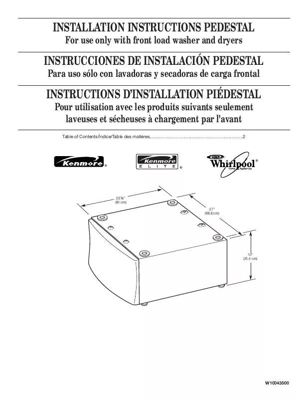 Mode d'emploi WHIRLPOOL WHP1000S