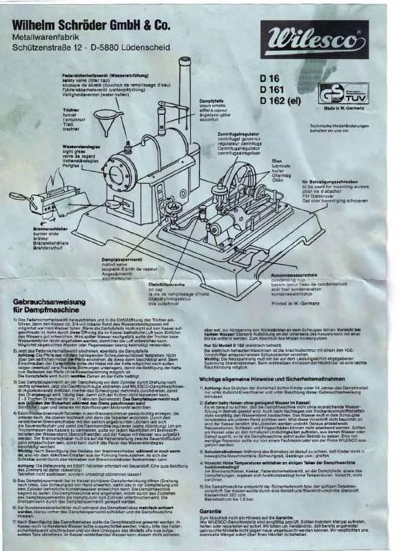 Mode d'emploi WILESCO D 161