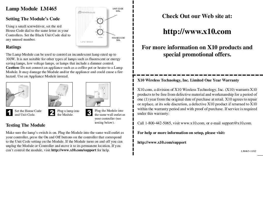 Mode d'emploi X10 LM465